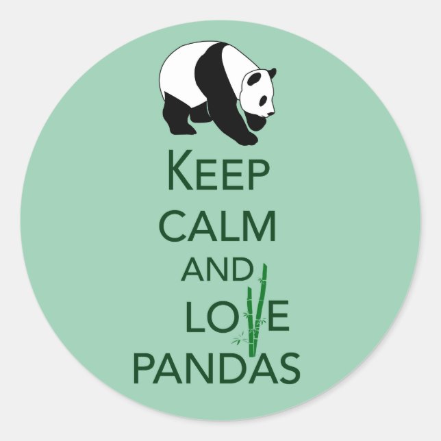 Sticker Rond Conserver le calme et l'amour Pandas (Devant)