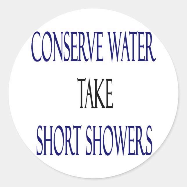 Sticker Rond Conserver L'Eau Prendre De Courtes Douches (Devant)