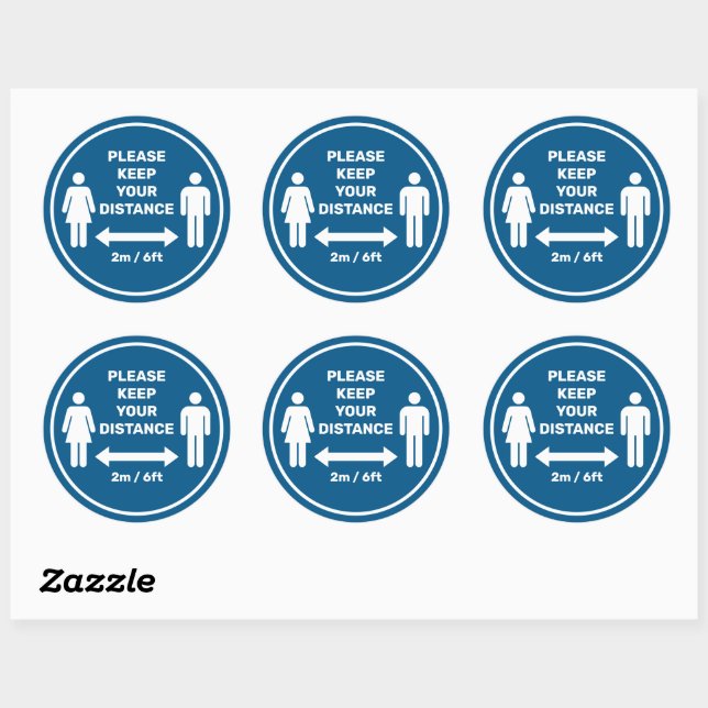 Sticker Rond Conserver votre distance (Feuille)