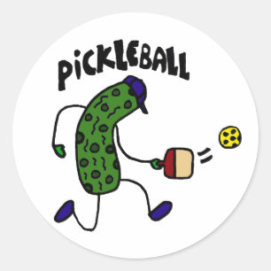 Sticker Rond Conserves au vinaigre drôles jouant Pickleball