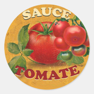 STICKER ROND CONSERVES DE CUISINE DE TOMATES, CANNINGS, SAUCE