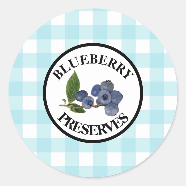 Sticker Rond Conserves de myrtille Gingham (Devant)