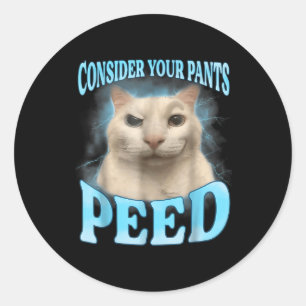 Sticker Rond Considérez vos pantalons Peed Funny Freak Chat Mèm
