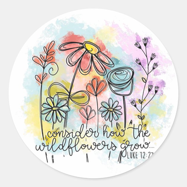 Sticker Rond Considérons la croissance des Fleurs sauvages (Devant)