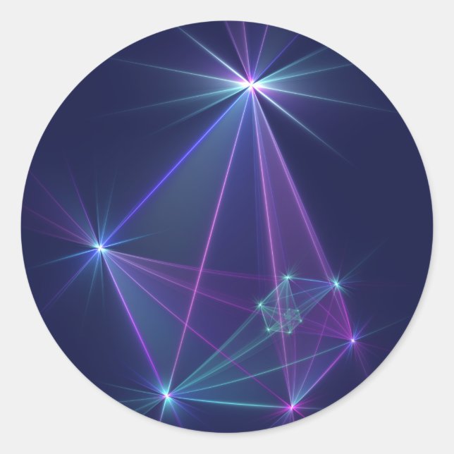 Sticker Rond Constellation, Art Fractal Abstrait Imaginaire (Devant)