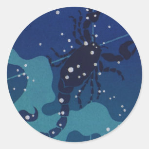 Sticker Rond Constellation du Scorpion, Astrologie du Zodiaque