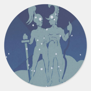 Sticker Rond Constellation jumelle Gemini Astrologie zodiaque V