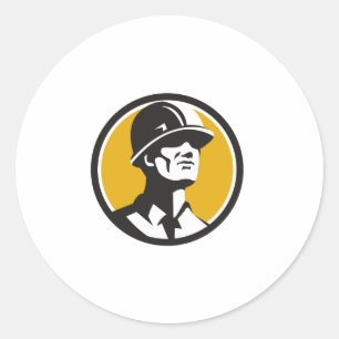 Sticker Rond Constructeur Hardhat Regard vers l'avenir Cercle R