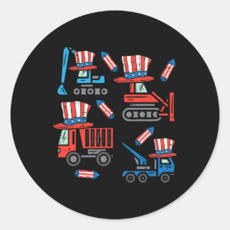 Sticker Rond Construction américaine 4 juillet quatrième enfant