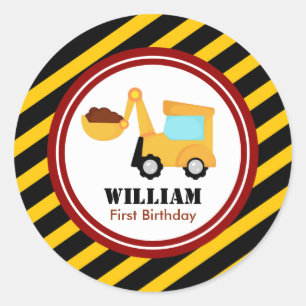 Sticker Rond CONSTRUCTION Baby shower d'anniversaire