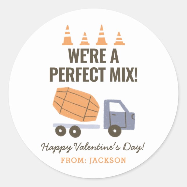Sticker Rond Construction ciment Mixte enfants Classe Valentine (Devant)