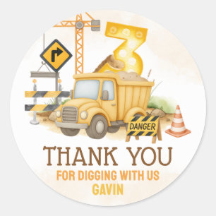 Sticker Rond Construction creuser Il 3e fête d'anniversaire