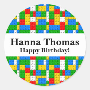 Sticker Rond Construction de briques Anniversaire