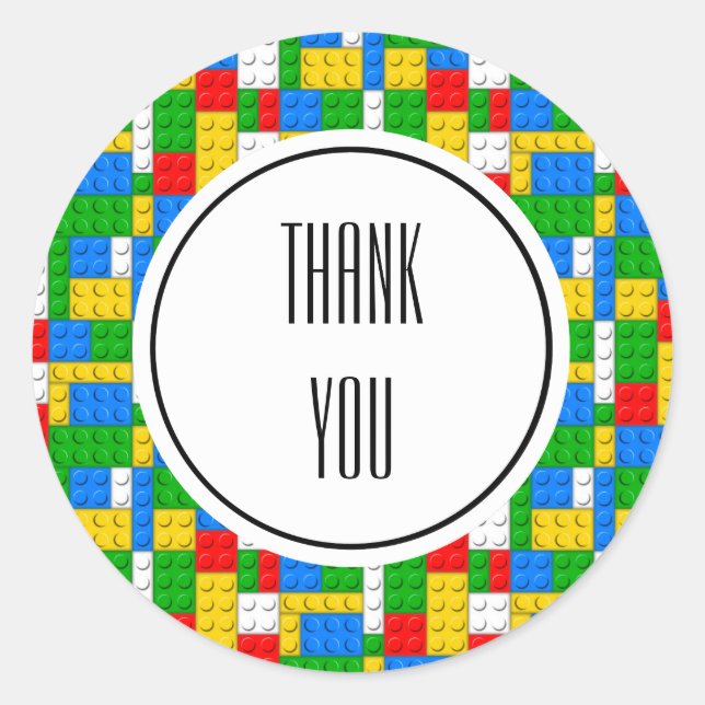 Sticker Rond Construction de briques Anniversaire (Devant)