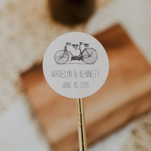 Sticker Rond Construit pour deux   Mariage de vélo Tandem Vinta