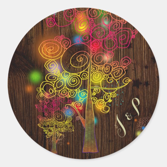 Sticker Rond Conte de fées rustique Faveur mariage (Devant)