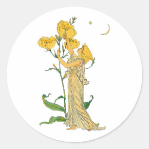 Sticker Rond Conte de fées vintage, Onagre, Walter Crane