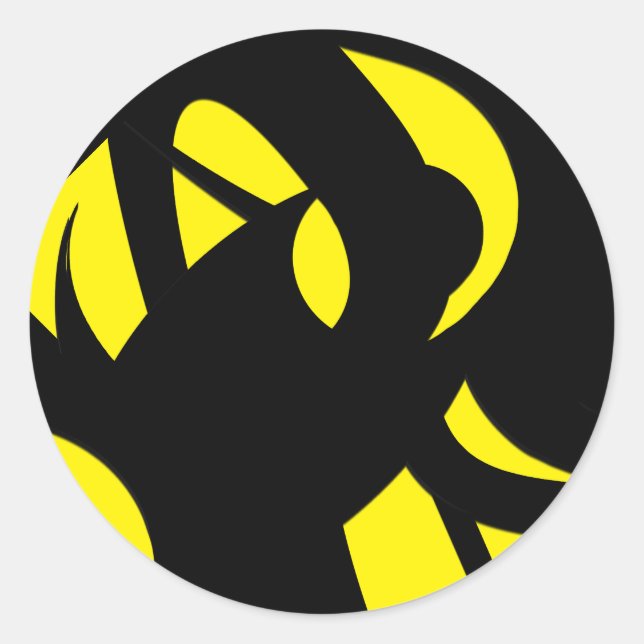 Sticker Rond Contemporain Jaune / Noir (Devant)