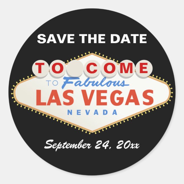 Sticker Rond Contemporary Las Vegas signe mariage Enregistrer l (Devant)