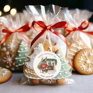 Sticker Rond Contient Chat Cheveux drôle Noël personnalisé