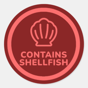 Sticker Rond Contient des crustacés Allergies alimentaires aux