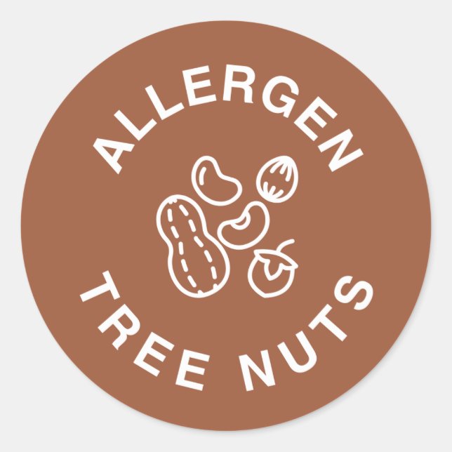 Sticker Rond Contient des fruits à coque - Avertissement d'alle (Devant)