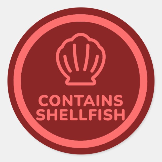 Sticker Rond Contient des mollusques Allergies de poisson de co (Devant)