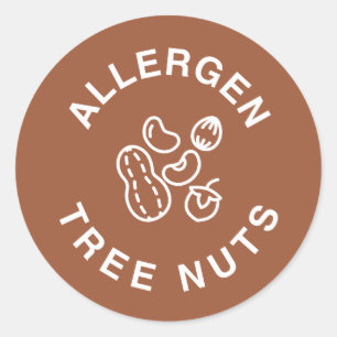 Sticker Rond Contient des Noix - Avertissement d'allergie alime