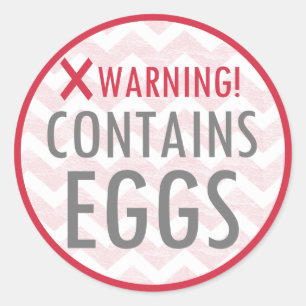 Sticker Rond Contient des oeufs Allergen Avertissement Rouge