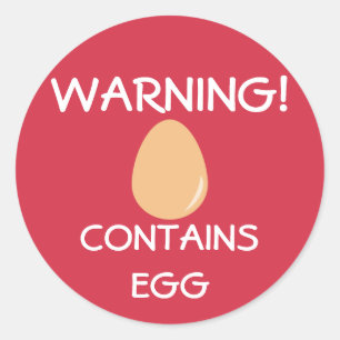 Sticker Rond Contient OEuf Alerte rouge d'allergie alimentaire 