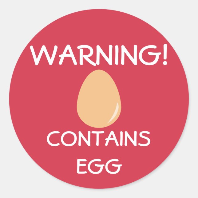Sticker Rond Contient OEuf Alerte rouge d'allergie alimentaire  (Devant)