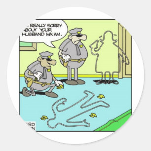Sticker Rond Contour à la craie Cadeaux drôles de police et obj