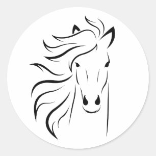 Sticker Rond Contour de cheval
