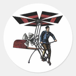 Sticker Rond Contrapture d'hélicoptère victorienne