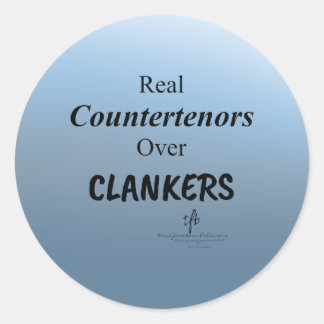 Sticker Rond Contreténors Au-Dessus Des Pacotilles Bleues Anti-
