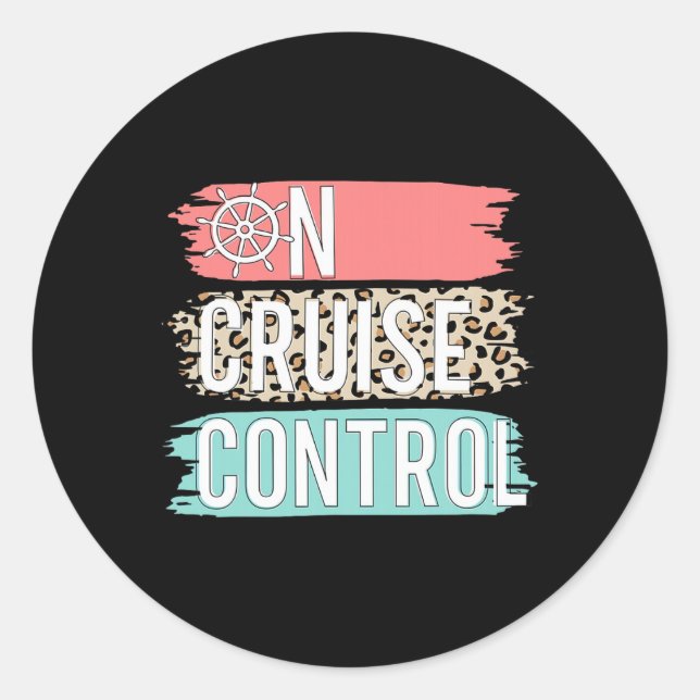 Sticker Rond Contrôle De Croisière Leopard Drôle Vacances D'Été (Devant)