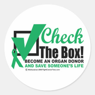 Sticker Rond Contrôle de donateur d'organe la boîte