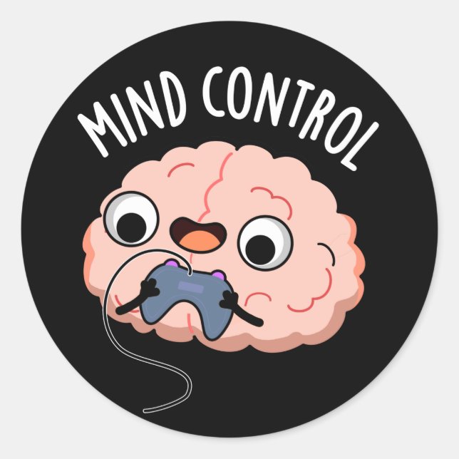 Sticker Rond Contrôle de l'esprit amusant jeu de cerveau sombre (Devant)