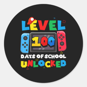 Sticker Rond Contrôleur De Jeu Niveau 100 Jours De L'École Déve