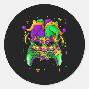 Sticker Rond Contrôleur de jeu vidéo Gras Jester Casquette Boy