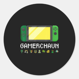 Sticker Rond Contrôleur de jeu vidéo irlandais Leprechaun Boys