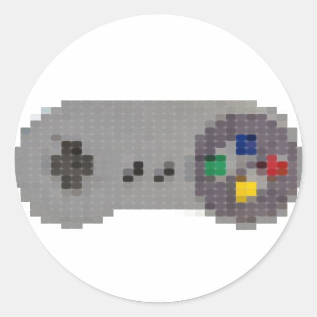 Sticker Rond Contrôleur SNES Pixel Rétro (Devant)