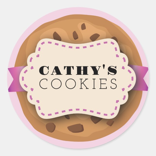 Sticker Rond COOKIE BAKE VENDRE PERSONNALISER CUISINE Élégant É (Devant)