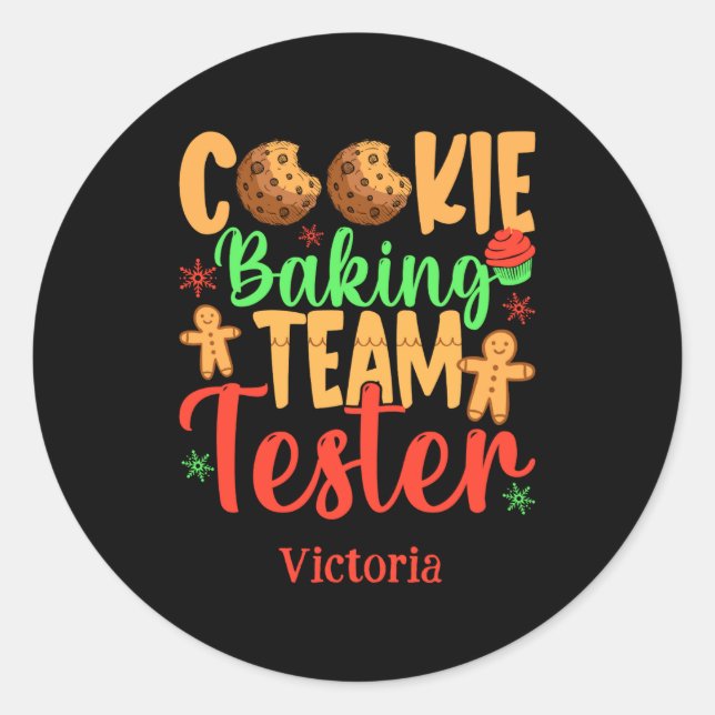 Sticker Rond Cookie Baking Team Tester Name Holiday Toddler T S (Devant)