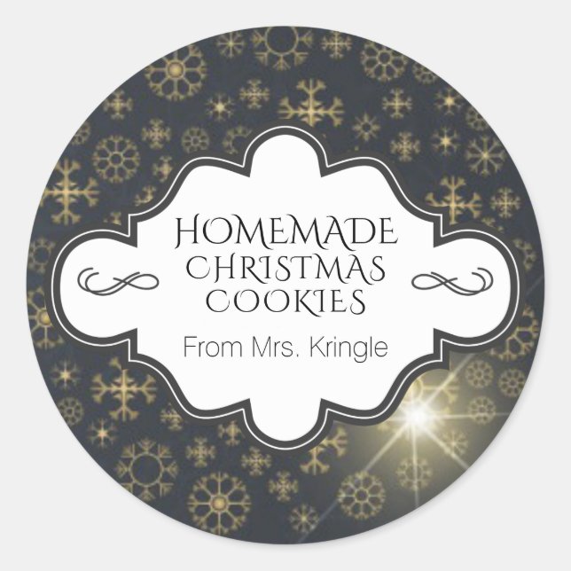Sticker Rond Cookie de Noël personnalisé Gîte d'or (Devant)