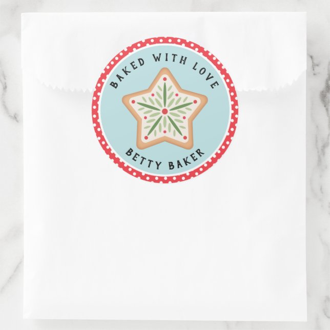 Sticker Rond Cookie étoile congelé | Cuit avec amour (Sac)