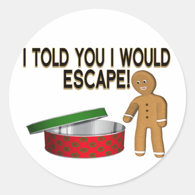 Sticker Rond Cookie Gingerbread Homme s'évade (Devant)