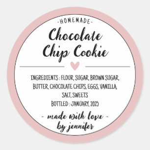 Sticker Rond Cookie maison rose aux pépites de chocolat