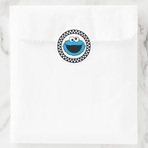 Sticker Rond Cookie Monster à carreaux