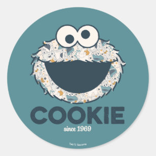Sticker Rond Cookie Monster Cookie depuis 1969
